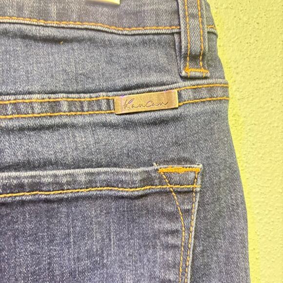 KanCan Dark Blue Cropped Skinny Jeans Raw Hem Size 7/27 - Picture 4 of 10